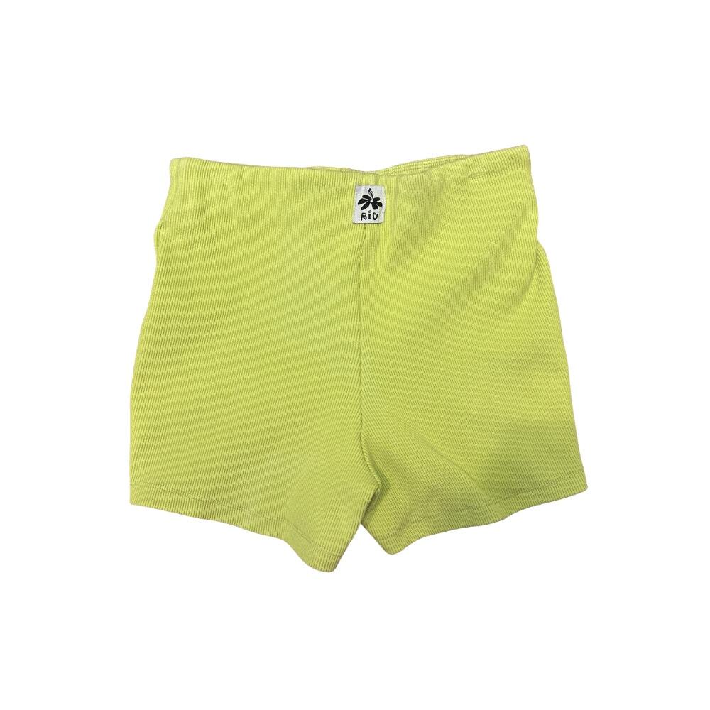 Riu Ribbed Neon Chartreuse High Waist Micro Shorts Y2K Biker Size XS/S